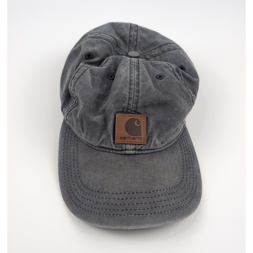 Carhartt Workwear Patch Logo Gray Adjustable Cap Dad Hat Distressed Cotton
